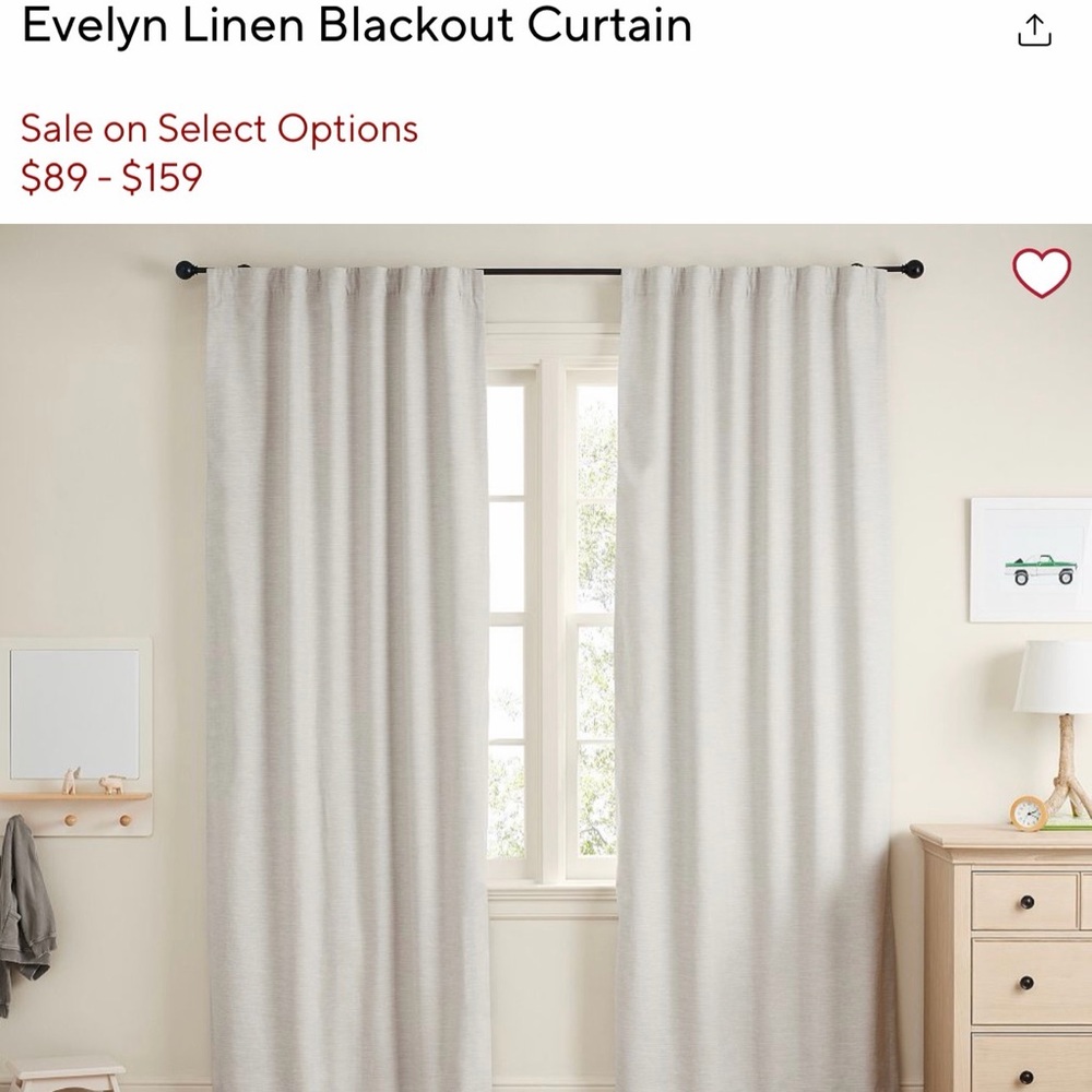 Pottery Barn Kids Evelyn Linen Blackout Curtain - Light Gray
